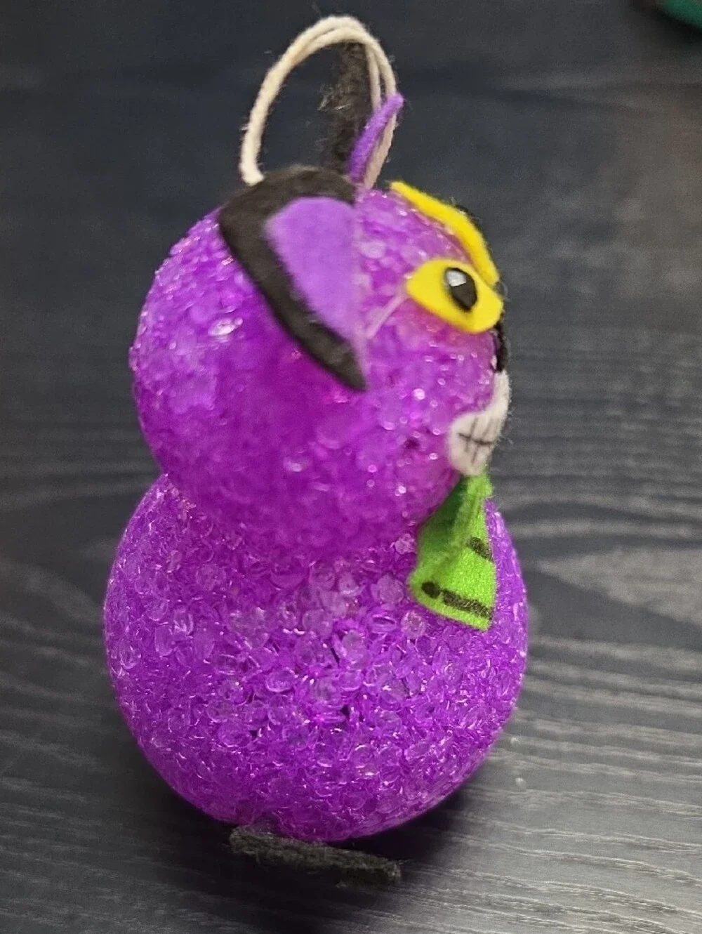 Ornament Purple Cat with Green Bow Lightup